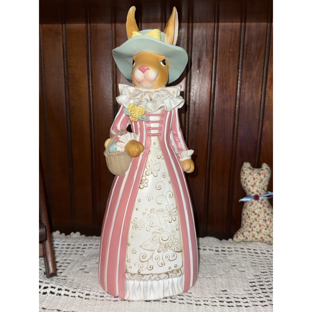 12" Tophat & Tail Mrs. Easter Bunny Rabbit Figurine Mad Hatter Style Theme